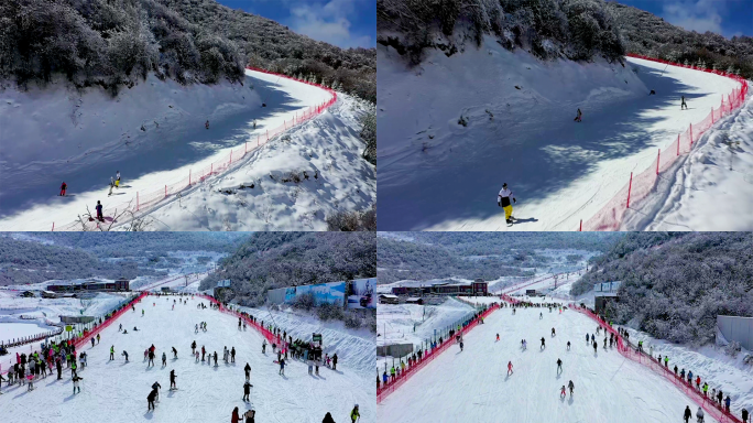 茂县太子岭滑雪场航拍素材4K