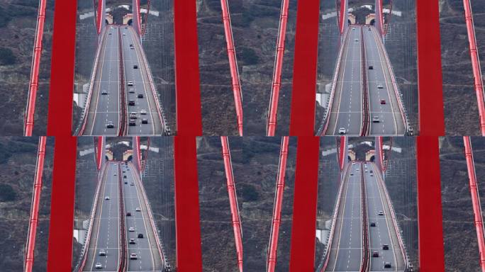 川藏高速泸定县大渡河悬索大桥延时视频素材