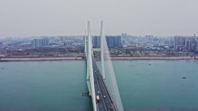 湖北荆州长江大桥航拍