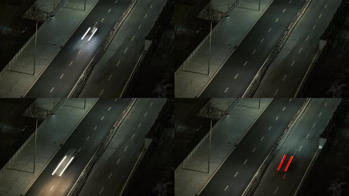 6K夜晚道路快速行驶的汽车-延时摄影