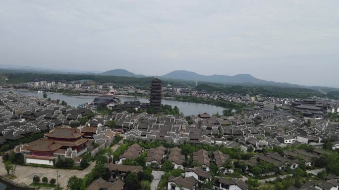 航拍湖南长沙望城窑湾古镇4A景区