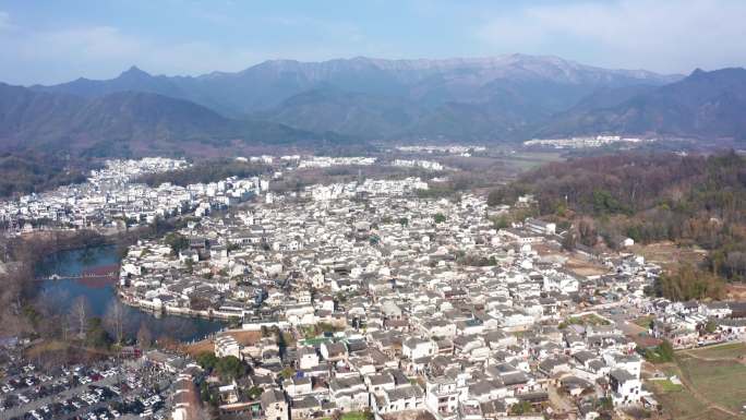 春节期间宏村旅游航拍  4K