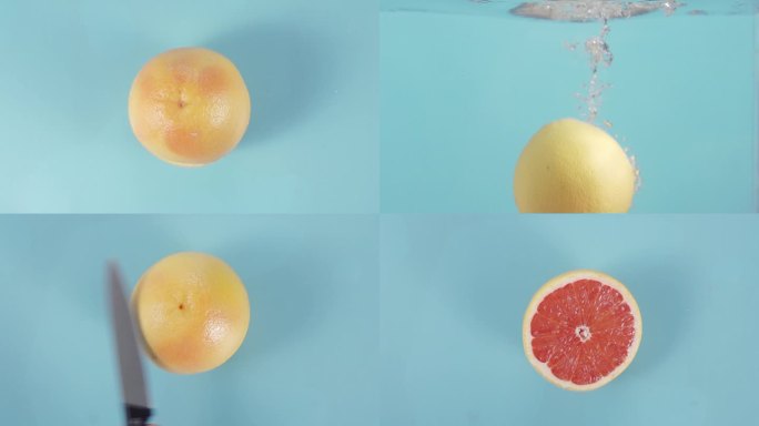 红西柚柠檬水果美食高速升格切开