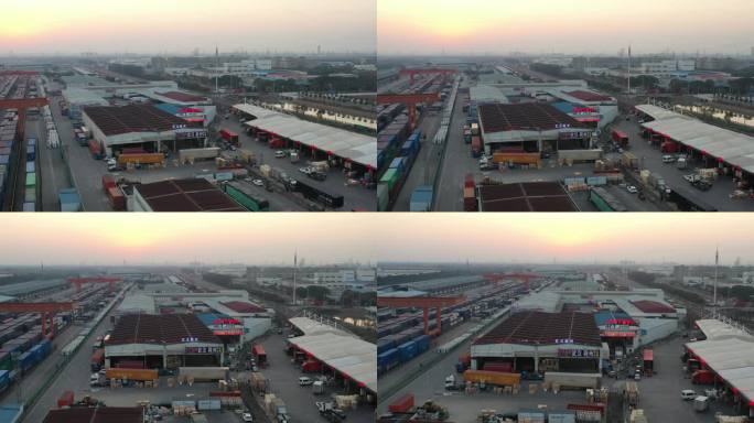 4K原素材-航拍上海闵行站货场