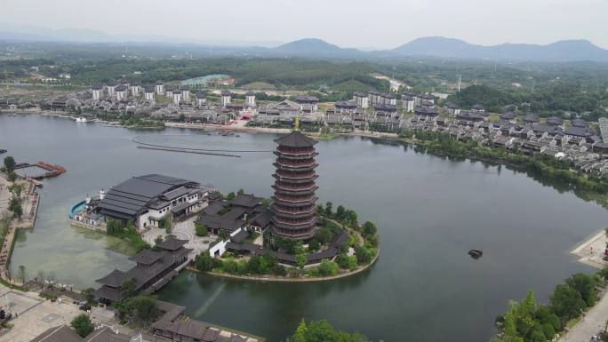 航拍湖南长沙望城窑湾古镇4A景区