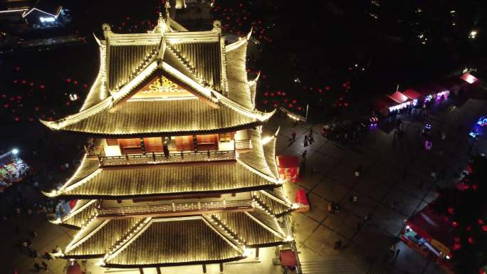 四川宜宾合江门夜景航拍