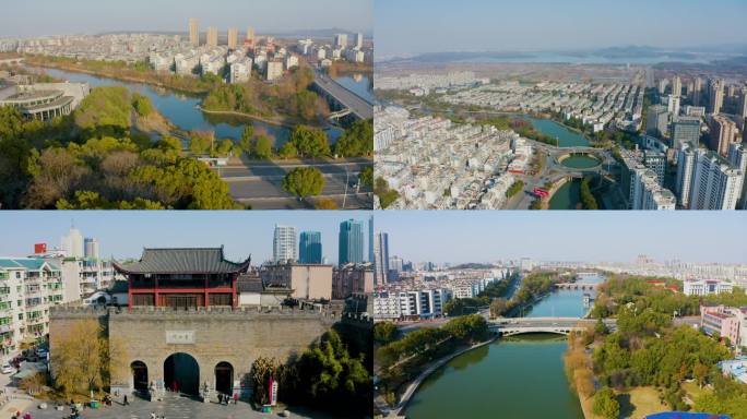 池州市城区秋浦河航拍