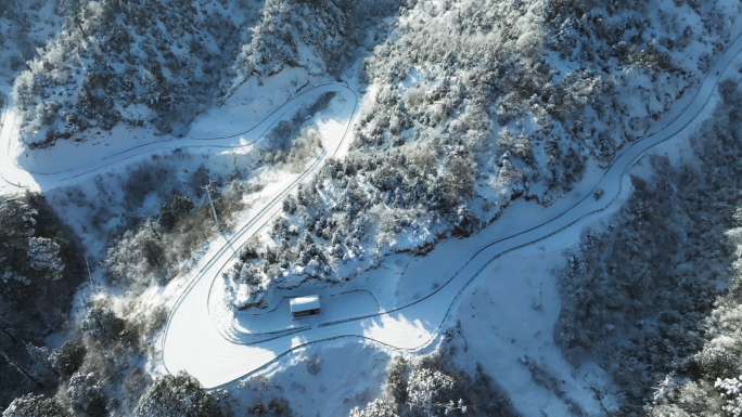 大熊猫国家森林公园龙苍沟原始森林雪景航拍