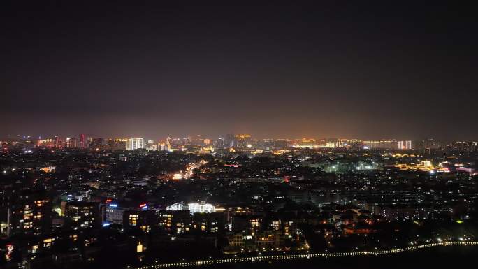 城市夜景航拍夜晚小区建筑泉州丰泽西湖夜景