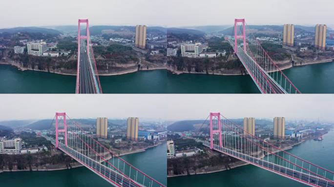 湖北宜昌长江公路大桥航拍