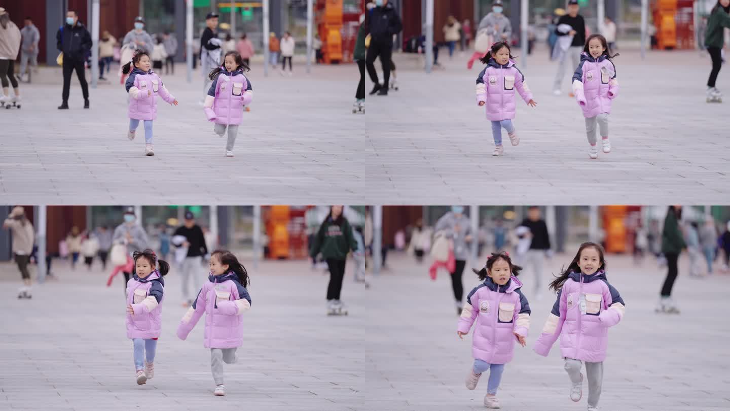 奔跑的可爱小女孩