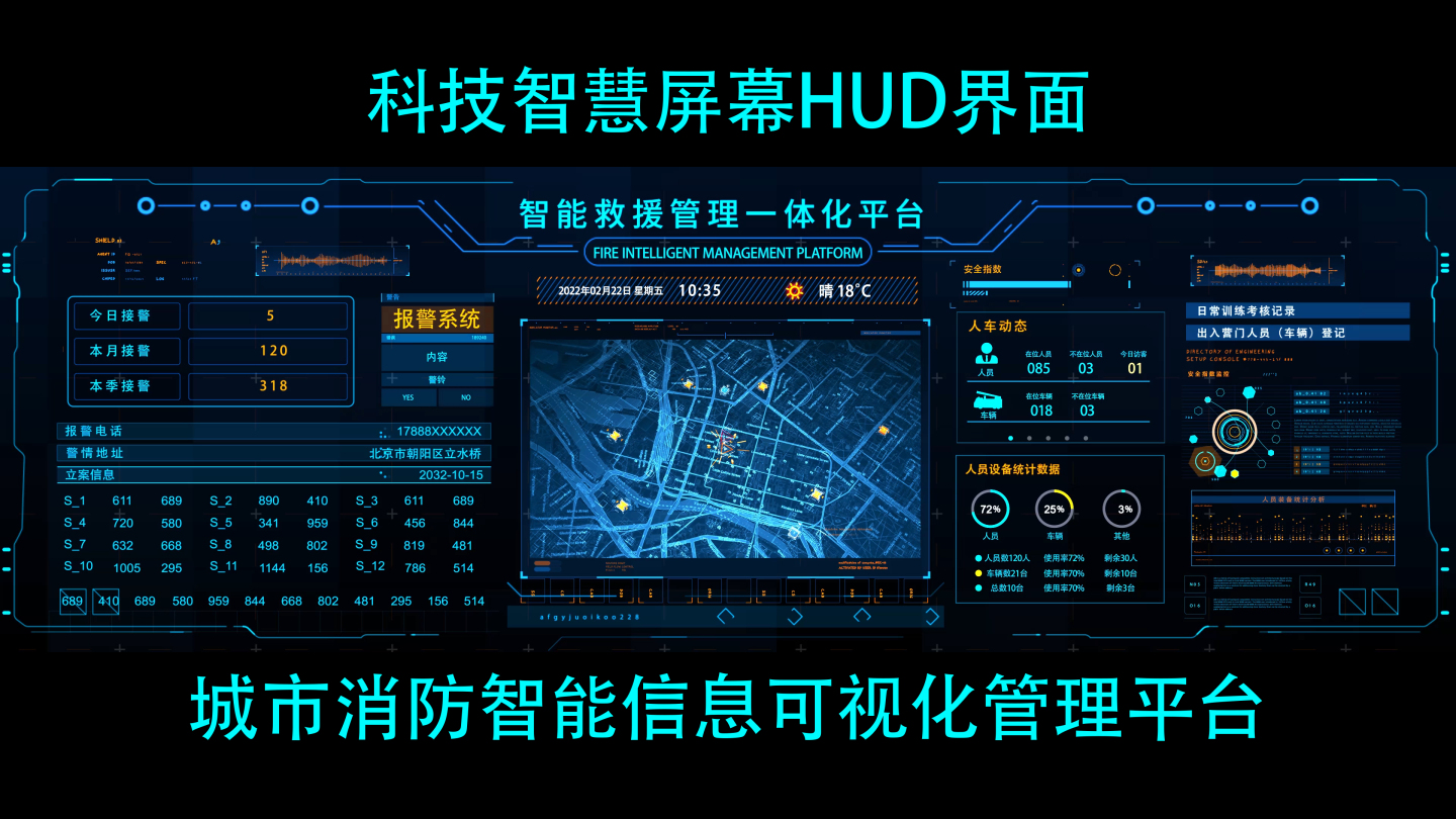 科技信息化管理平台HUD界面科技屏幕3