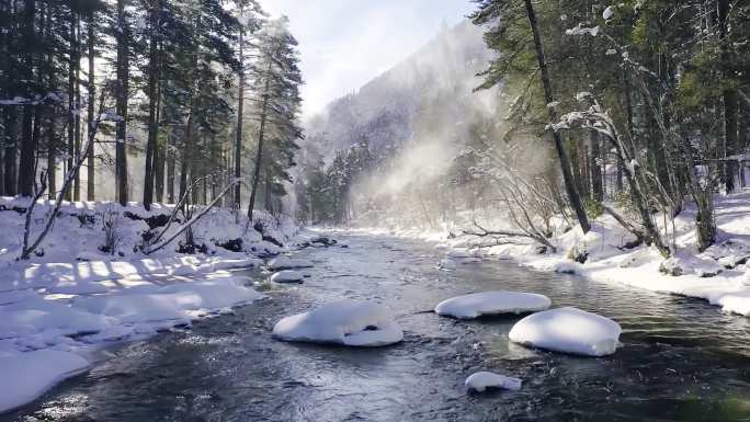 初春的河流 春天冰雪融化大地复苏