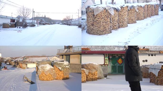 冬天雪天，中国北方农村