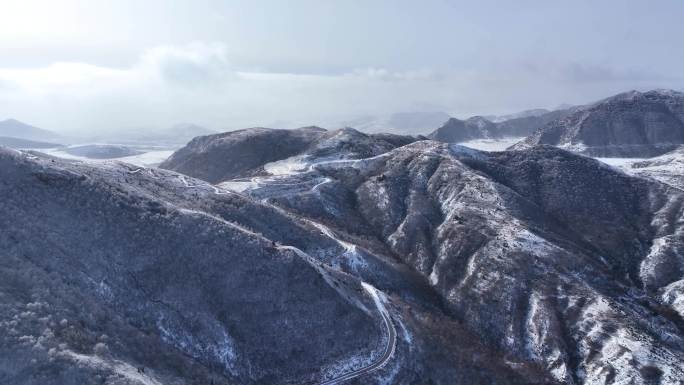 大同六棱山冬季雪景航拍