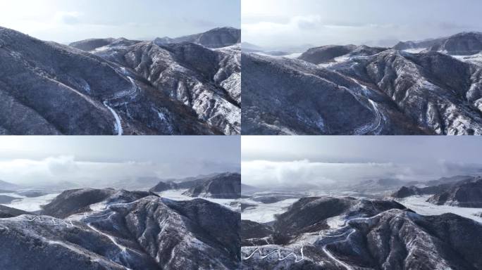 大同六棱山冬季雪景航拍