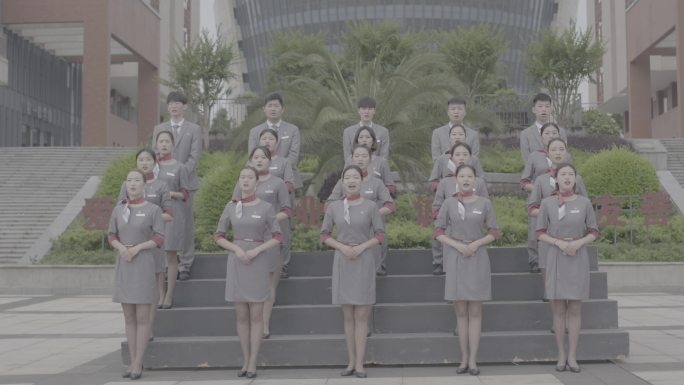 【4K灰度】空乘美女集体大合唱