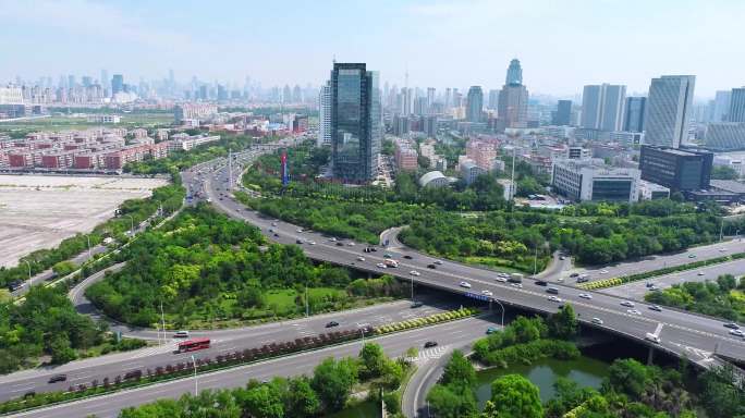 天津航拍，道路，高架高速