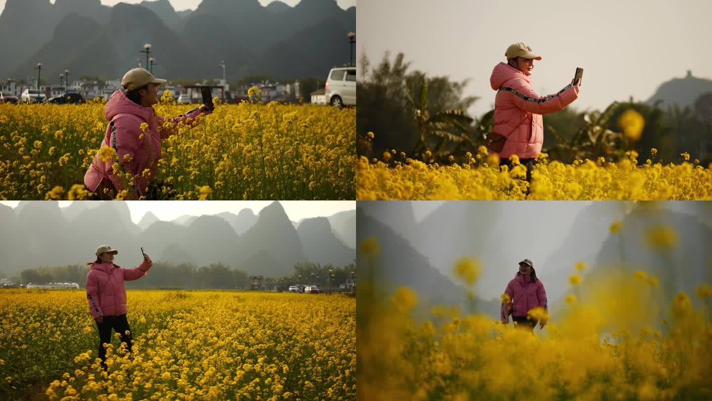 阳光 花海 美女 拍照