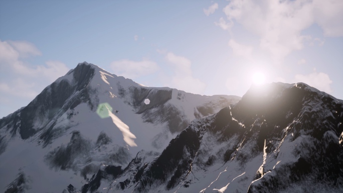 大山雪山巍峨高山航拍