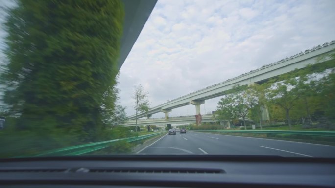 上海道路车内视角拍摄高架