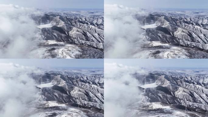 大同六棱山冬季雪景航拍