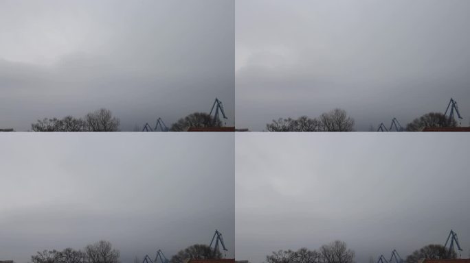 冬日天空阴云密布灰色云团恶劣天气