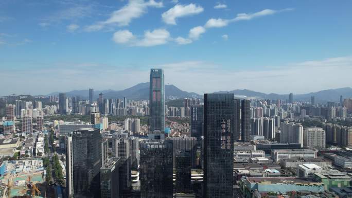 航拍深圳罗湖区红岭北地标建筑