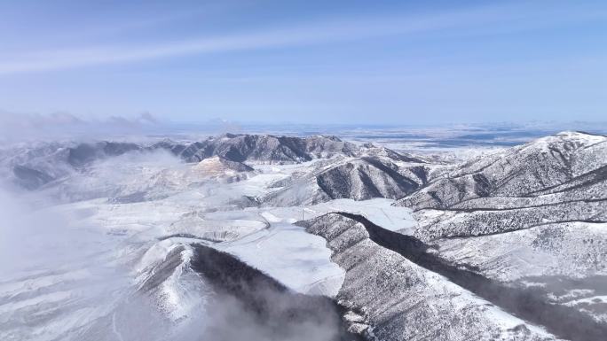 大同六棱山冬季雪景航拍