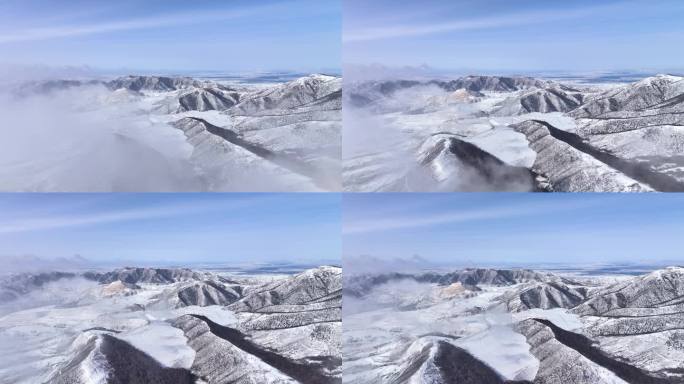 大同六棱山冬季雪景航拍