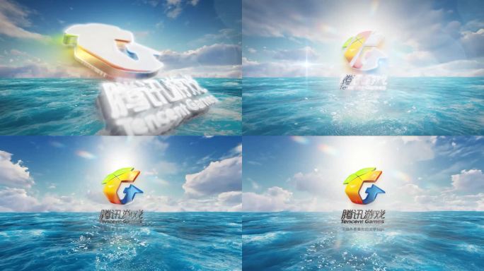 柔光3D片头logo展示大气海平面云海
