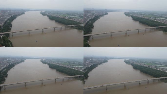湖南湘阴县湘江大桥航拍