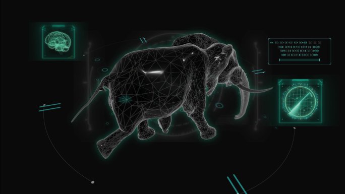 HUD科技界面大象奔跑动画展示素材