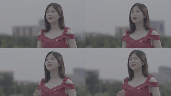 【4K灰度】红裙美女唱歌女子独唱