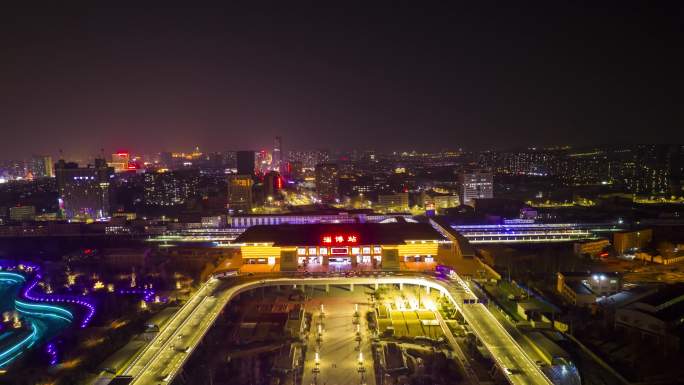 延时【4K淄博】火车站夜景-1