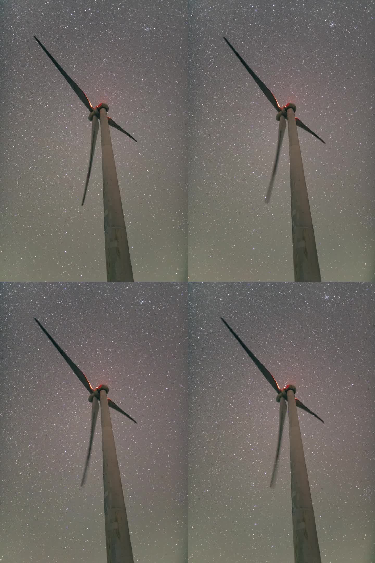 夜空下的风力发电机（竖屏）