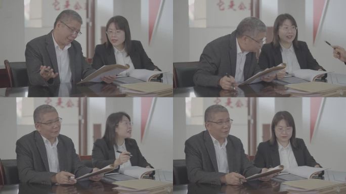 【4K灰度】会议室讨论律师沟通交流