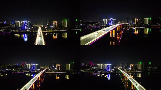 4K广东江门 潮连大桥 夜景航拍
