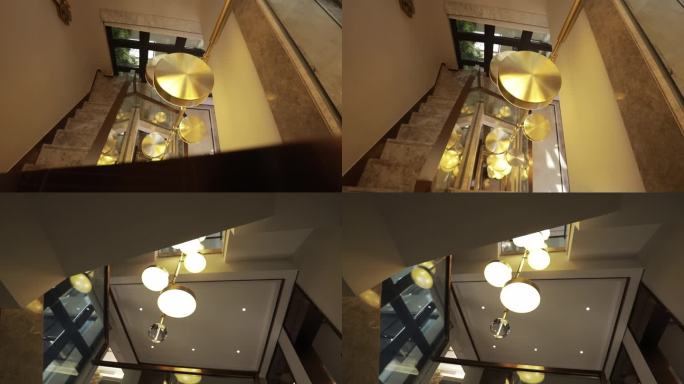 房地产别墅电梯楼梯吊灯挂灯豪华（4K原声
