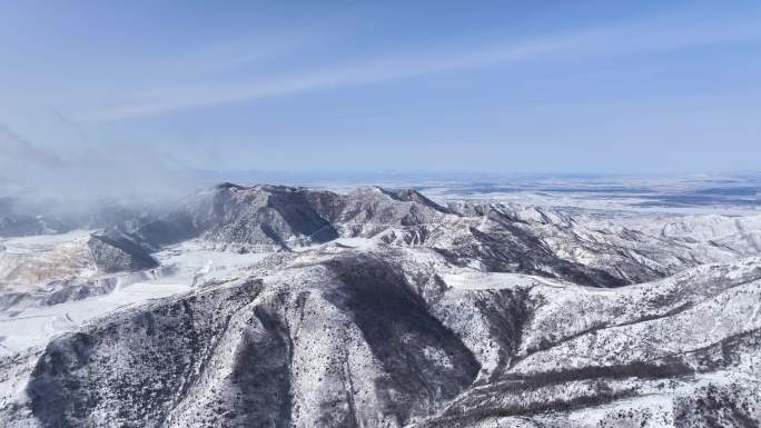 大同六棱山冬季雪景航拍