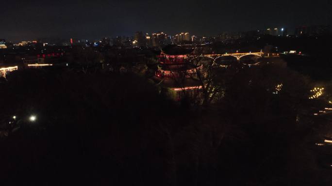 航拍赣州郁孤台夜景