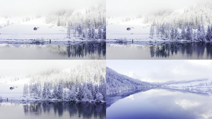 冬季宁静的湖泊 冬天唯美山水