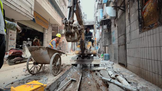 市政建设城市改造深圳城中村下水道开挖