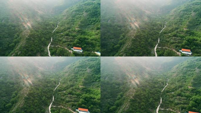 北京门头沟群山小溪航拍