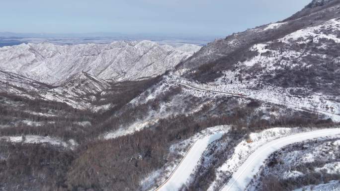 大同六棱山冬季雪景航拍