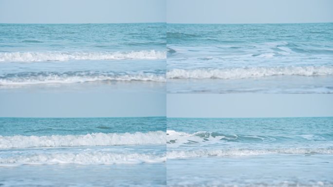 大海海边沙滩与海浪浪花