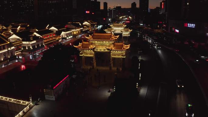 昆明金马碧鸡坊坊航拍夜景