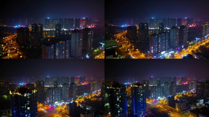 冬季广元航拍城市夜景