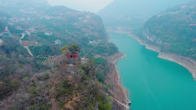 湖北宜昌渔峡口自然景观庙宇山川清江画廊