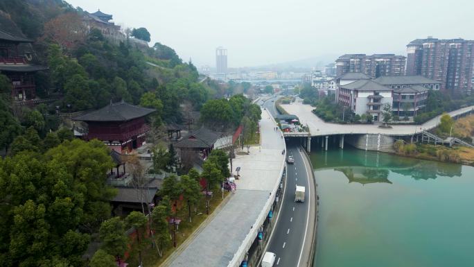 广元皇泽寺景区航拍风景